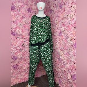 Guess Green Leopard Rhinestone Track Suit Small